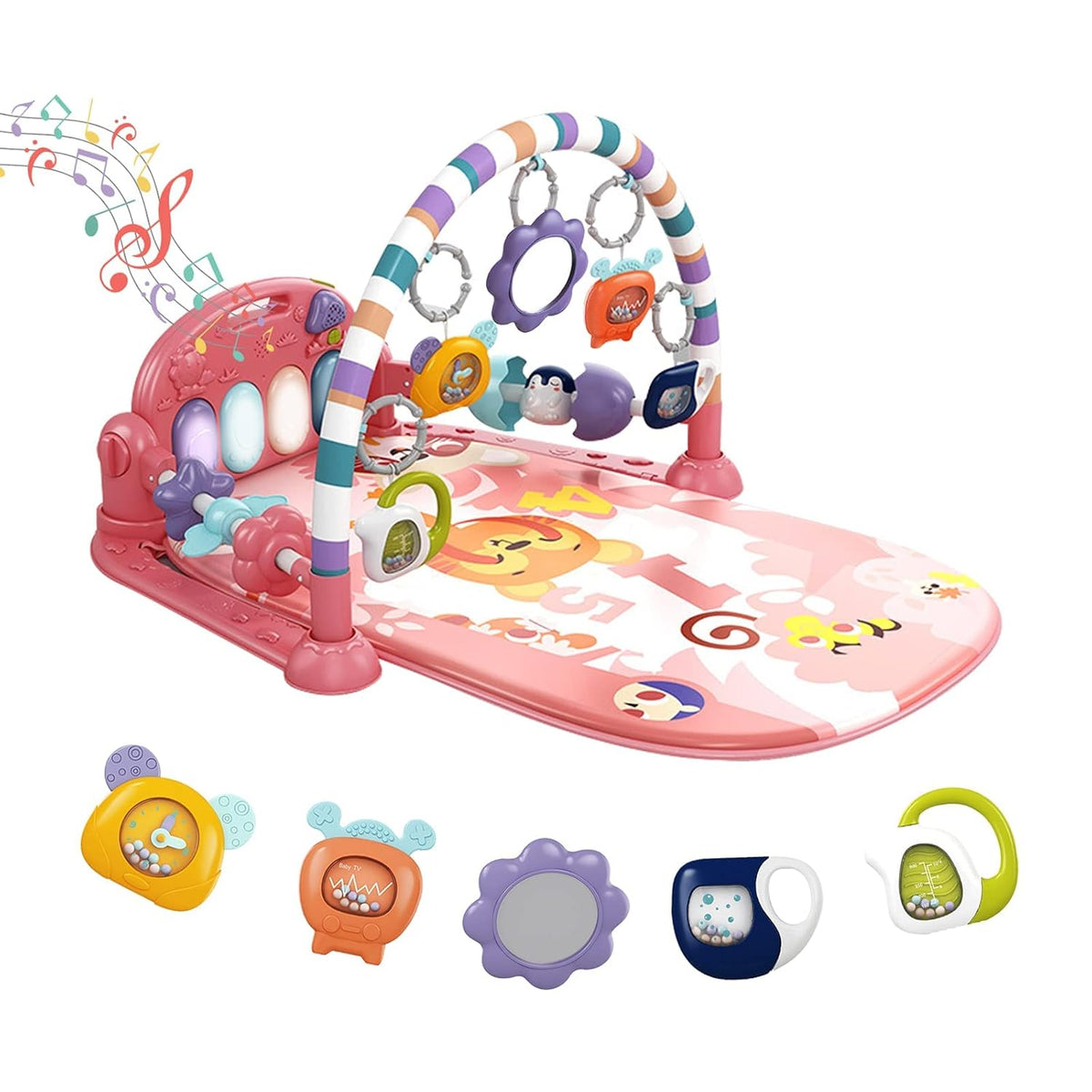 Pink Tiger Theme Baby Play Mat Gym with Kick & Play Piano