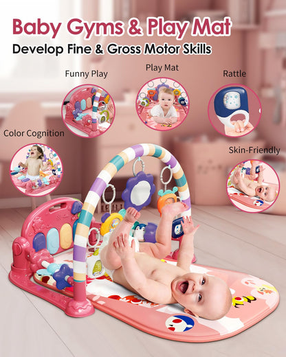 Pink Tiger Theme Baby Play Mat Gym with Kick & Play Piano