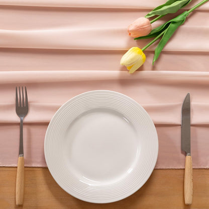 Peach Pink Chiffon Table Runner Fall Boho Wedding Birthday Party Decor