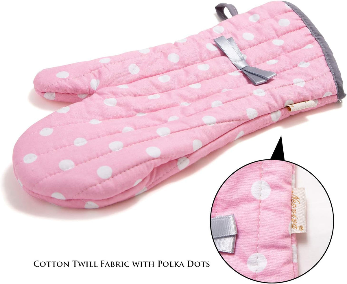 Kitchen Oven Mitts for Adults,Heat Resistant Cotton Oven Gloves
