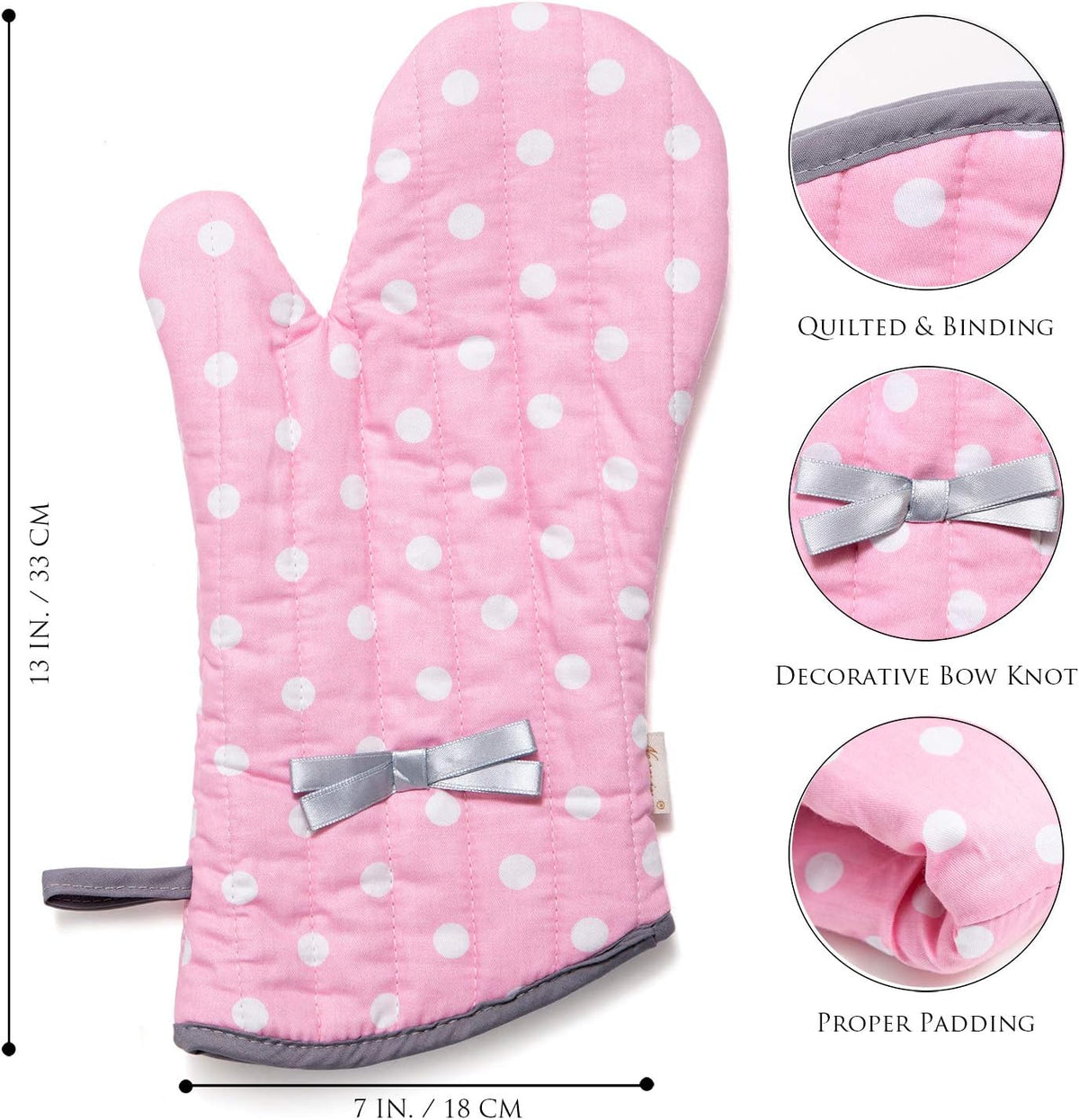 Kitchen Oven Mitts for Adults,Heat Resistant Cotton Oven Gloves