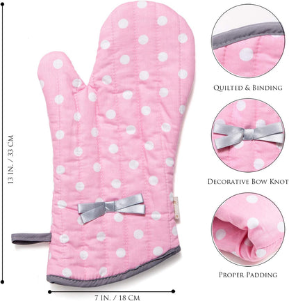Kitchen Oven Mitts for Adults,Heat Resistant Cotton Oven Gloves