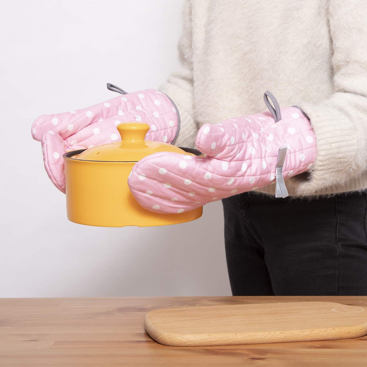 Kitchen Oven Mitts for Adults,Heat Resistant Cotton Oven Gloves