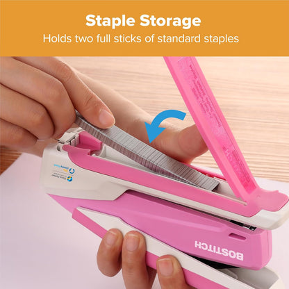 Bostitch Office Executive 3 in 1 Stapler, One Finger, 20 Sheet, Pink