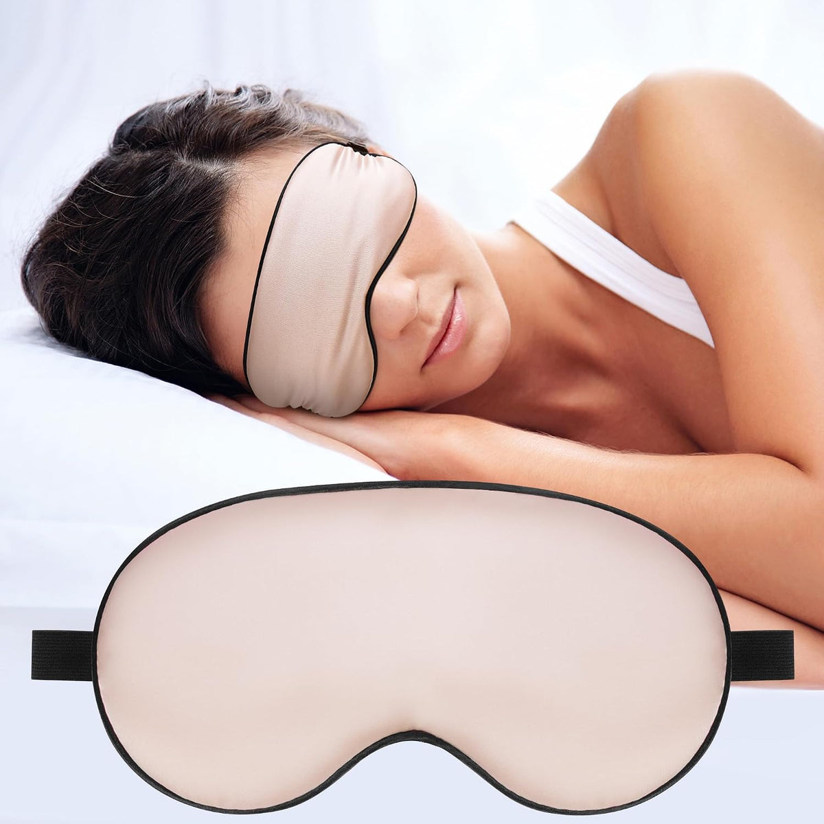 Silk Sleep Mask, Blackout Eye Mask for Sleeping with Adjustable Strap