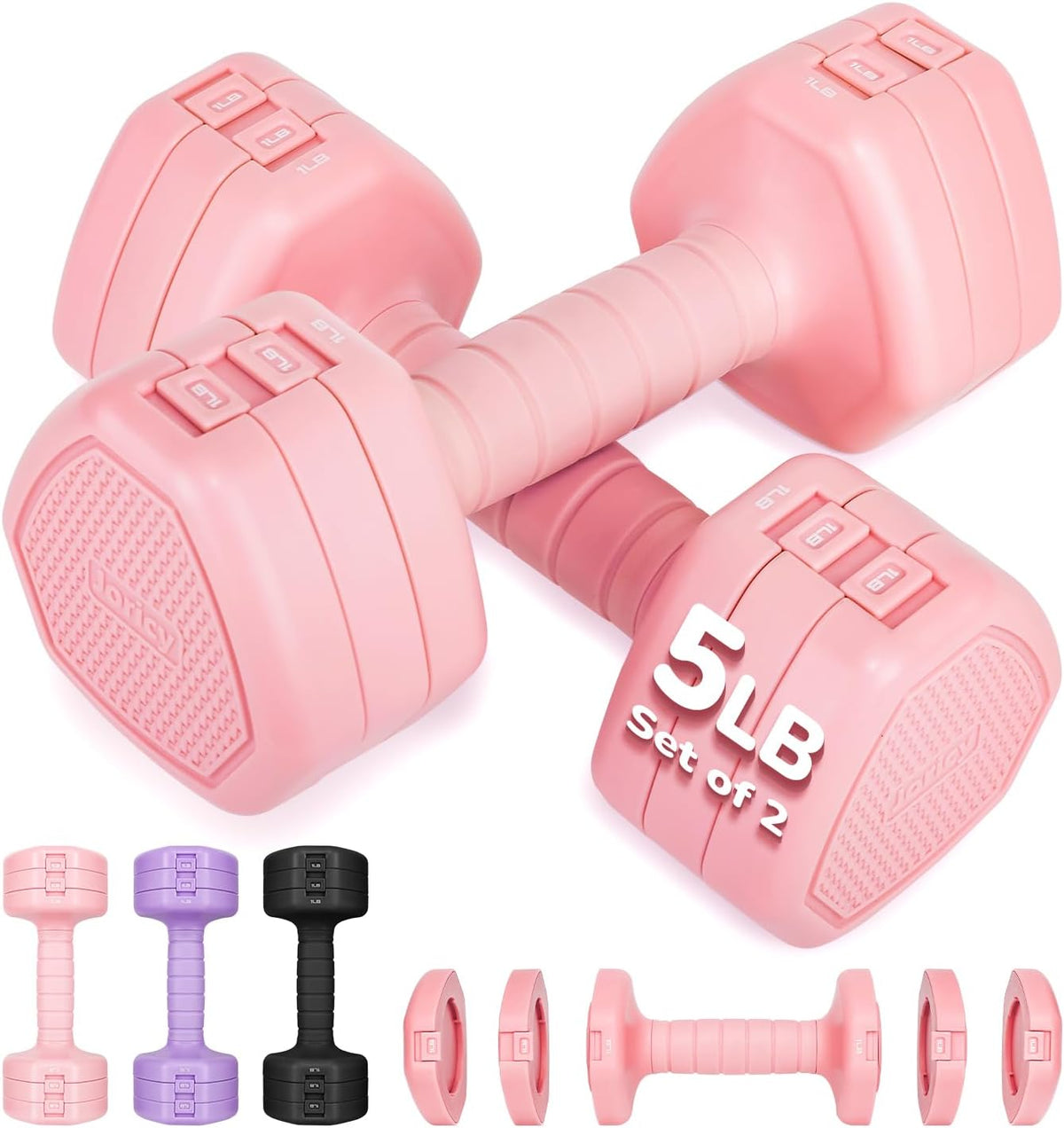 Adjustable Dumbbell Set of 2, 10LB 20LB 30LB Weight Set