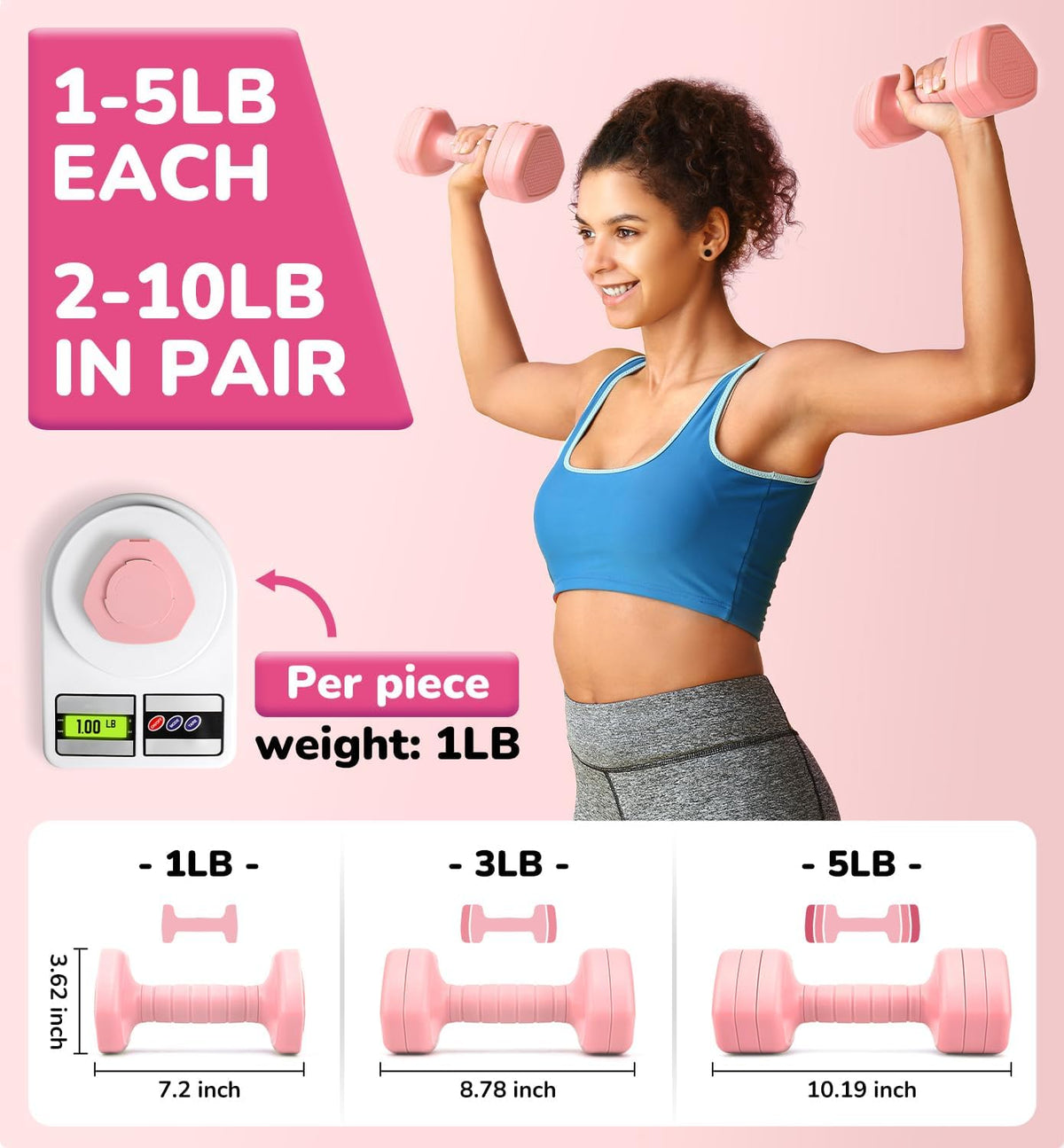 Adjustable Dumbbell Set of 2, 10LB 20LB 30LB Weight Set