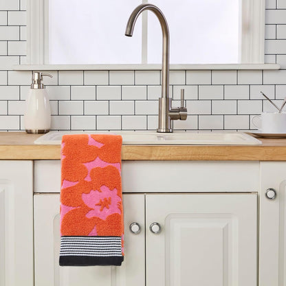 SKL Home Floral Grande Hand Towel Set-2pc, Premium 100% Cotton, Pink