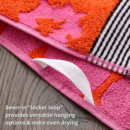 SKL Home Floral Grande Hand Towel Set-2pc, Premium 100% Cotton, Pink