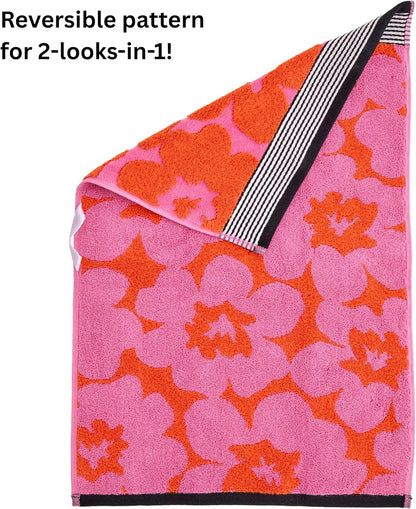 SKL Home Floral Grande Hand Towel Set-2pc, Premium 100% Cotton, Pink