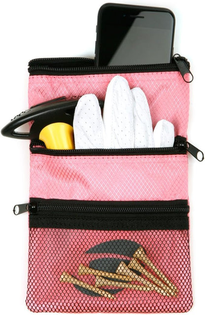 Orlimar Detachable Golf Accessory Pouch, 3 Zippered Pockets for Valuables and Golf Accessories, Clips to Your Golf Bag for Extra Storage and Easy Access.