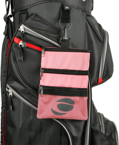 Orlimar Detachable Golf Accessory Pouch, 3 Zippered Pockets for Valuables and Golf Accessories, Clips to Your Golf Bag for Extra Storage and Easy Access.