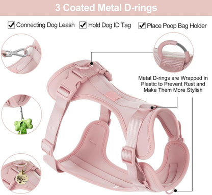 Wisedog No Pull Lightweight Dog Harness: Adjustable Breathable Pet Vest Harness with Soft & Comfortable Cushion for Small Medium Large Dogs (S, Gossamer Pink)