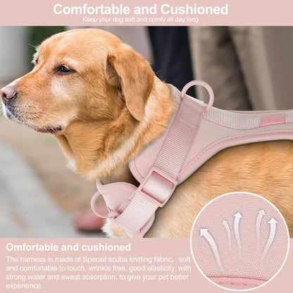 Wisedog No Pull Lightweight Dog Harness: Adjustable Breathable Pet Vest Harness with Soft & Comfortable Cushion for Small Medium Large Dogs (S, Gossamer Pink)