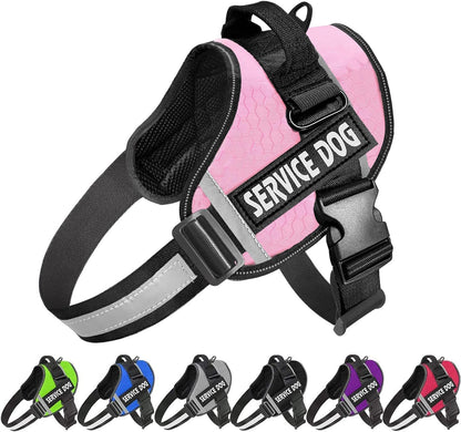 Dog Harness,No-Pull Service Dog Harness with Handle Adjustable Outdoor Pet Dog Vest 3M Reflective Nylon Material Vest for Breeds,Easy Control for Small Medium Large Dogs