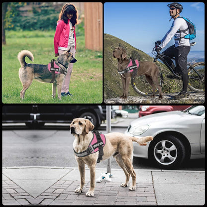 Dog Harness,No-Pull Service Dog Harness with Handle Adjustable Outdoor Pet Dog Vest 3M Reflective Nylon Material Vest for Breeds,Easy Control for Small Medium Large Dogs