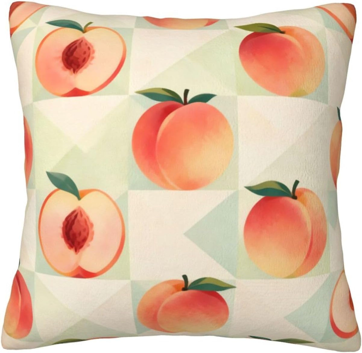 Checkered Peach Throw Pillowcases 22"X22" Double Sided Print Soft Cushion Cover for Sofa Sofa Bed