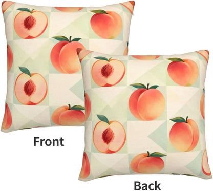 Checkered Peach Throw Pillowcases 22"X22" Double Sided Print Soft Cushion Cover for Sofa Sofa Bed