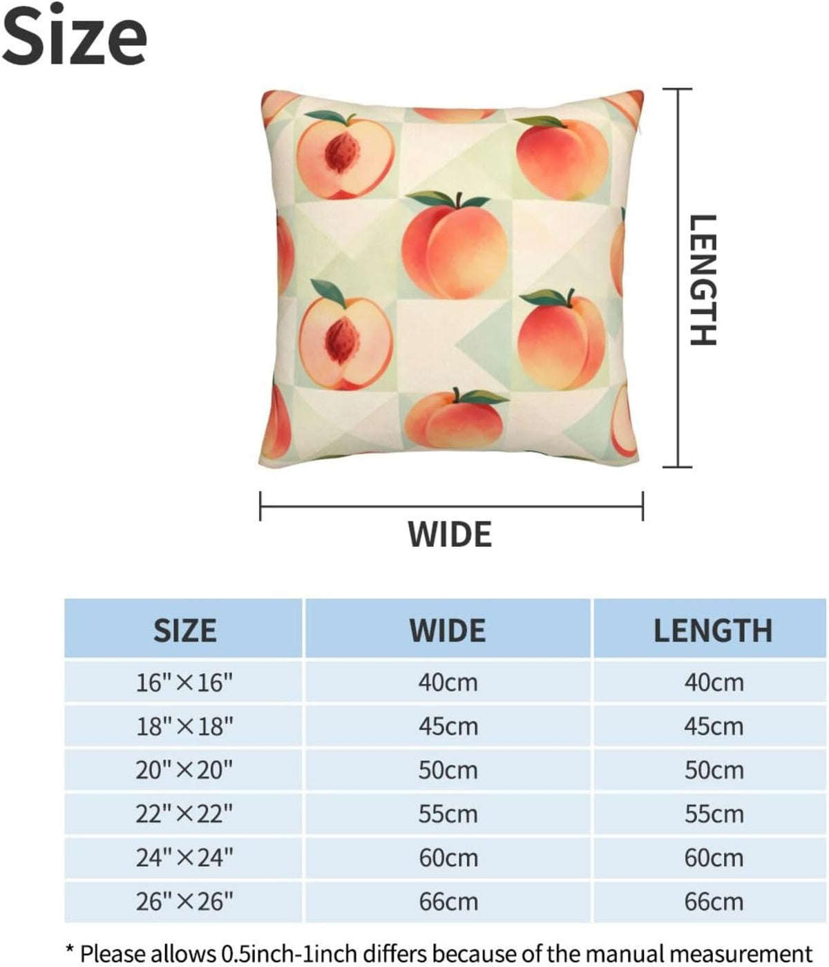Checkered Peach Throw Pillowcases 22"X22" Double Sided Print Soft Cushion Cover for Sofa Sofa Bed