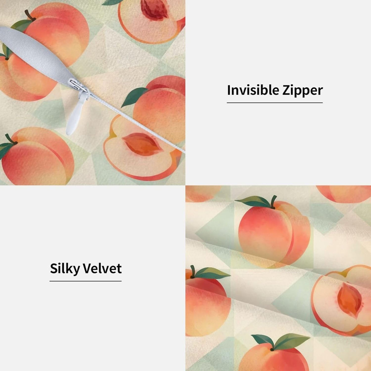 Checkered Peach Throw Pillowcases 22"X22" Double Sided Print Soft Cushion Cover for Sofa Sofa Bed