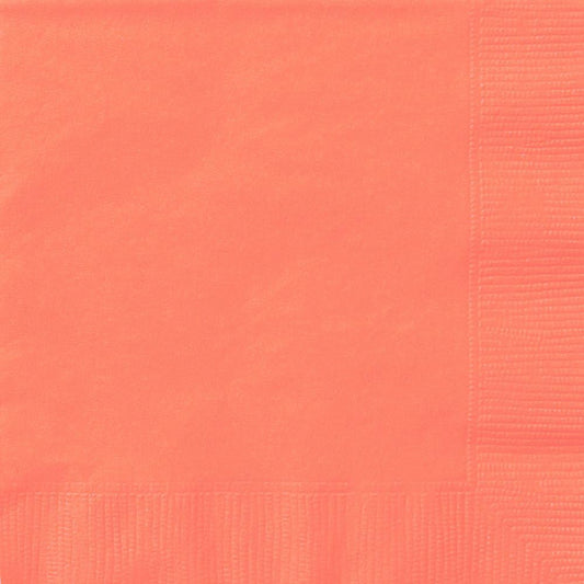 Plain Beverage Paper Napkins | 5" x 5" | Coral | 20 Pcs