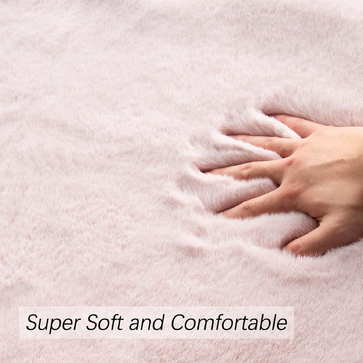 Pink Washable Fluffy Rugs for Bedroom Small Circle Faux Rabbit Shag Fur Area Rugs for Living Room Nursery Round Rug 3ft Rug