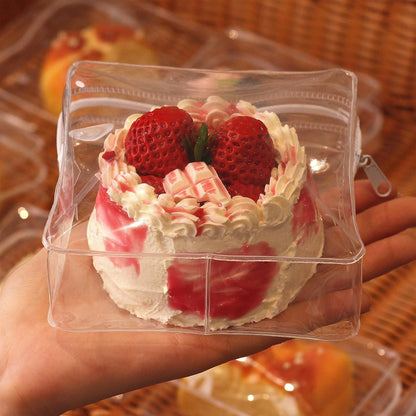 Sensory Squeeze Toy Handmade Soft Squish Toys Slow Rising Stress Relief Toys Food Grade Silicone Cute Fidget Toys (Strawberry Cream Cake)