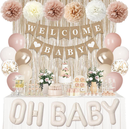 Champagne Gold Boho Baby Shower Decorations for Boys Girls