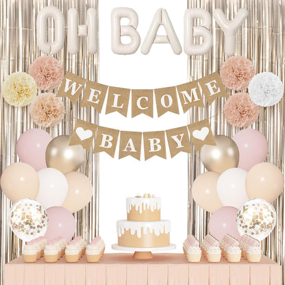 Champagne Gold Boho Baby Shower Decorations for Boys Girls