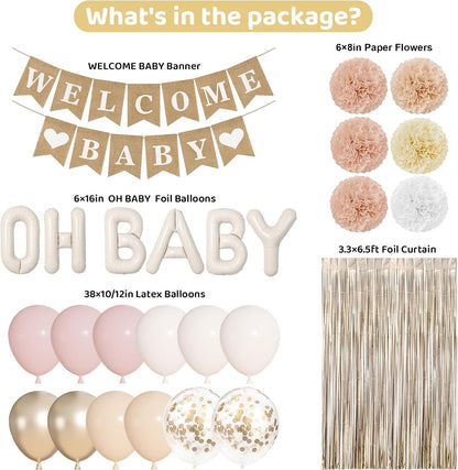 Champagne Gold Boho Baby Shower Decorations for Boys Girls