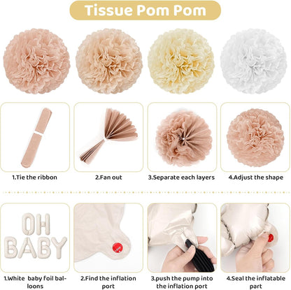Champagne Gold Boho Baby Shower Decorations for Boys Girls