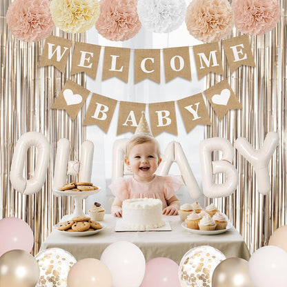 Champagne Gold Boho Baby Shower Decorations for Boys Girls