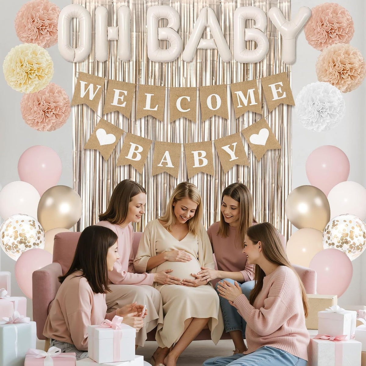 Champagne Gold Boho Baby Shower Decorations for Boys Girls