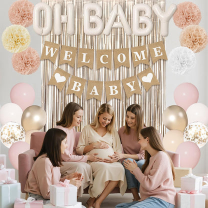Champagne Gold Boho Baby Shower Decorations for Boys Girls