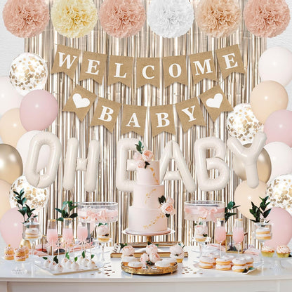 Champagne Gold Boho Baby Shower Decorations for Boys Girls