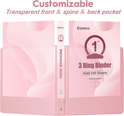 Sturdy Standard 1 Inch 3 Ring Binder with Clear View Cover