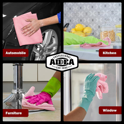 AIDEA Microfiber Cleaning Cloth Pink 10PK, Microfiber Towels 12×12"