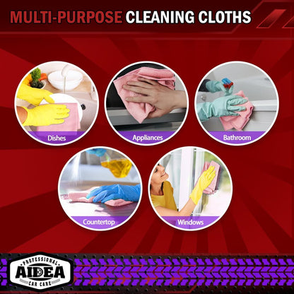 AIDEA Microfiber Cleaning Cloth Pink 10PK, Microfiber Towels 12×12"