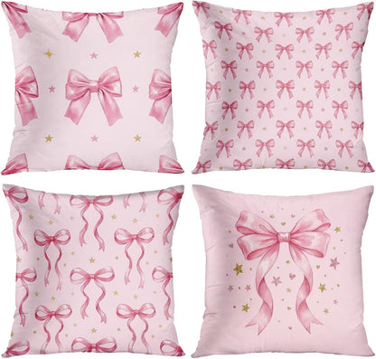 Throw Pillow Covers, Girly Coquette, Set of 4, 18"x18"
