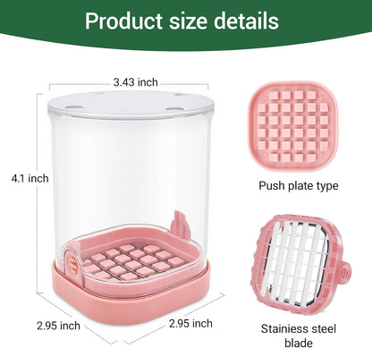Veggie Chopper,Mini Vegetable Cutter Fruit Slicer Cup-Food Dicer with Container for Onion, Strawberry Slicer-Efficient Vegetable Chopper(Pink)