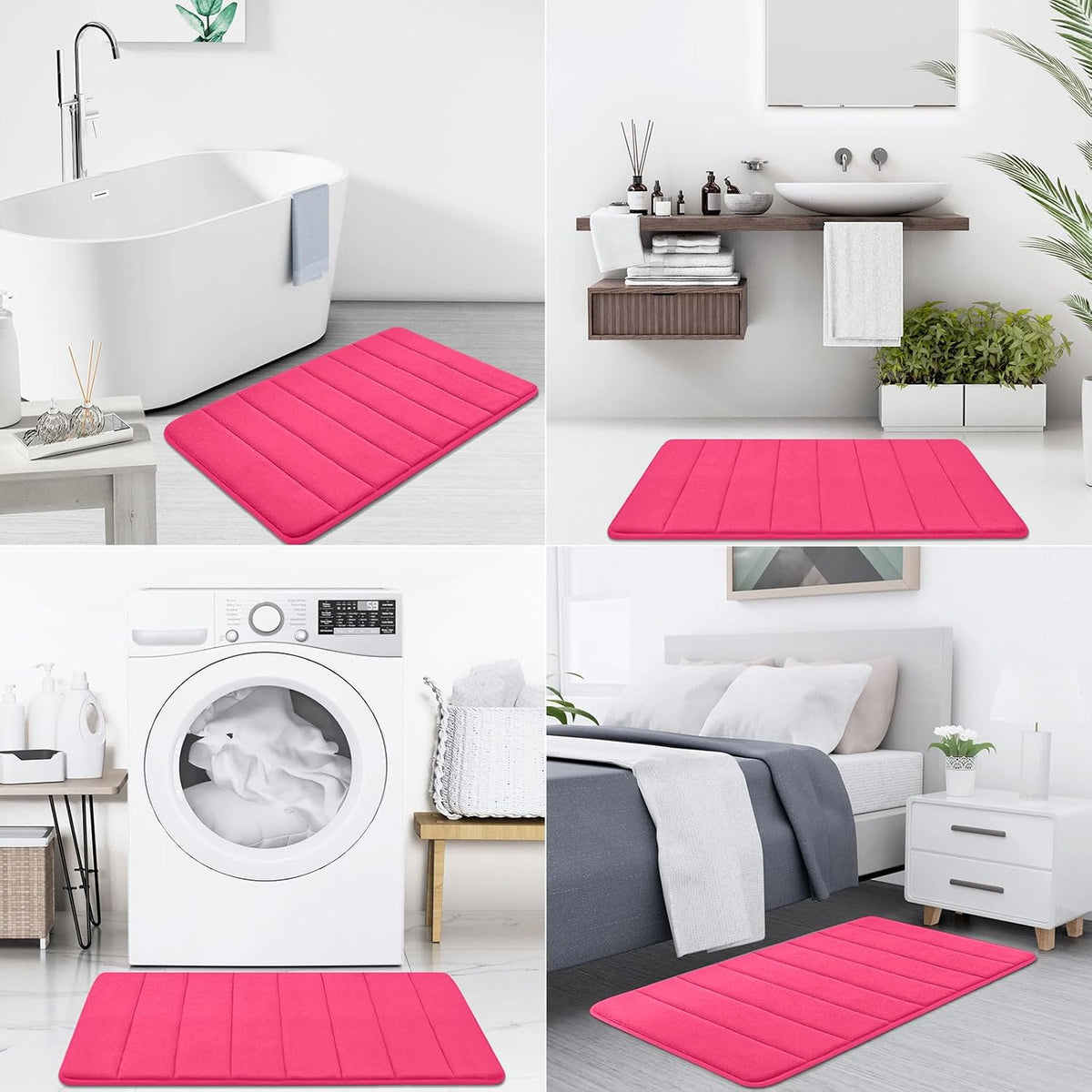 Memory Foam U-Shaped Toilet Rug Bath Mat Sets 2 Piece, 24x16+24x20
