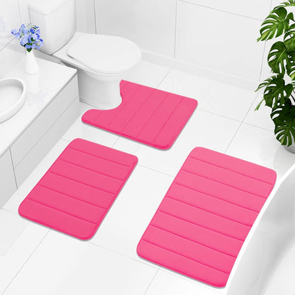 Memory Foam U-Shaped Toilet Rug Bath Mat Sets 2 Piece, 24x16+24x20