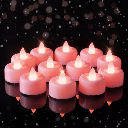 12Pack Pink Flameless LED Tea Lights Candles Battery Operated