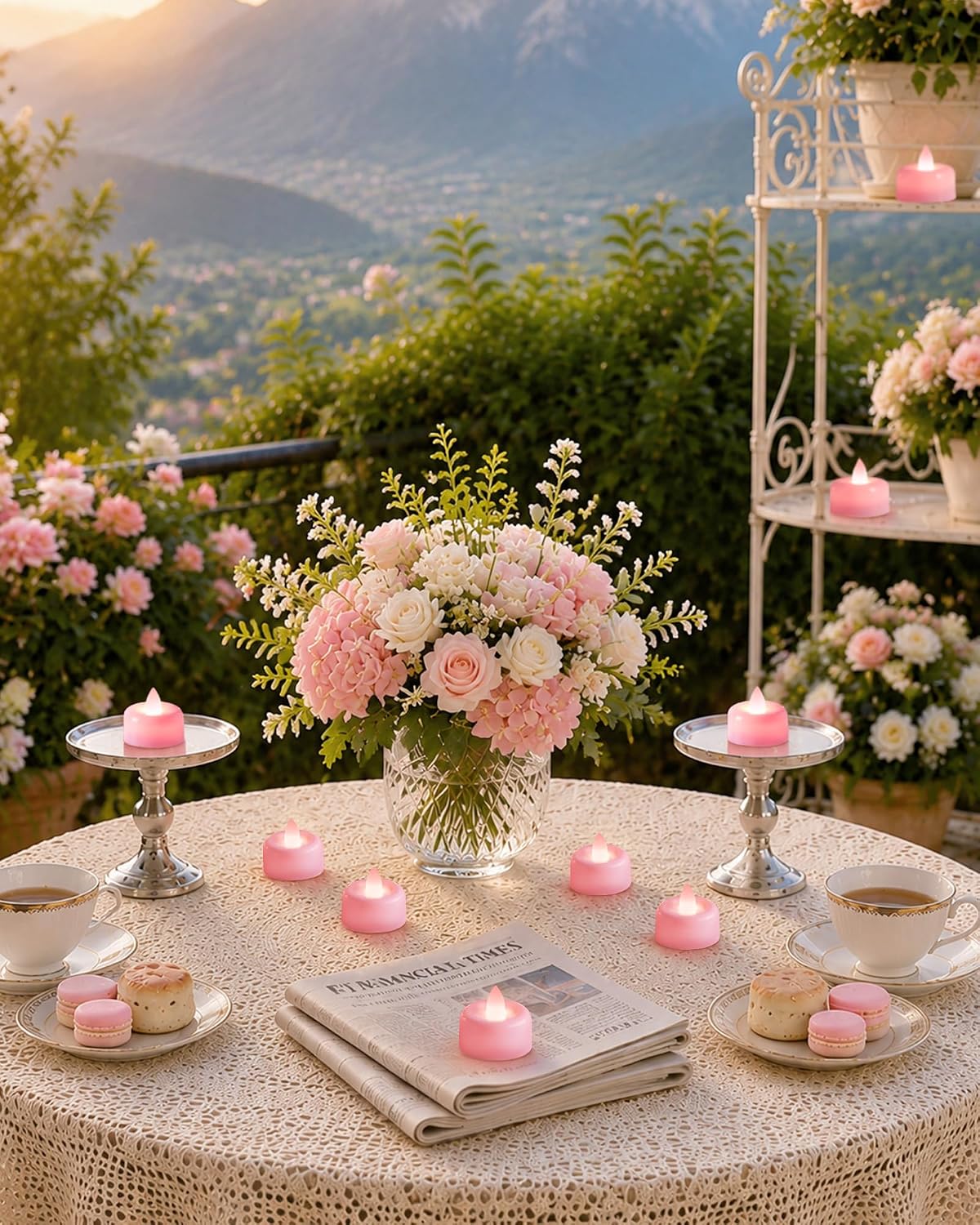 12Pack Pink Flameless LED Tea Lights Candles Battery Operated