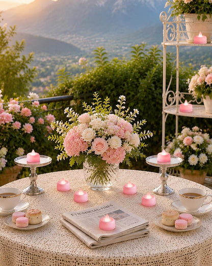 12Pack Pink Flameless LED Tea Lights Candles Battery Operated