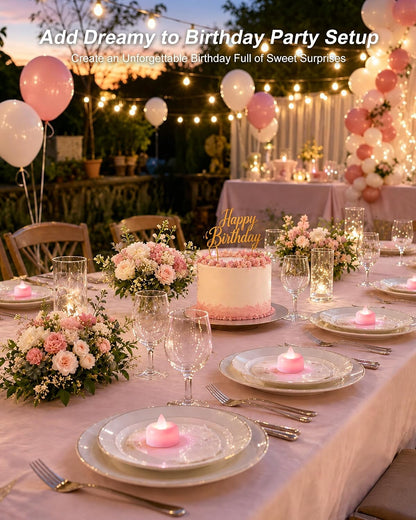 12Pack Pink Flameless LED Tea Lights Candles Battery Operated