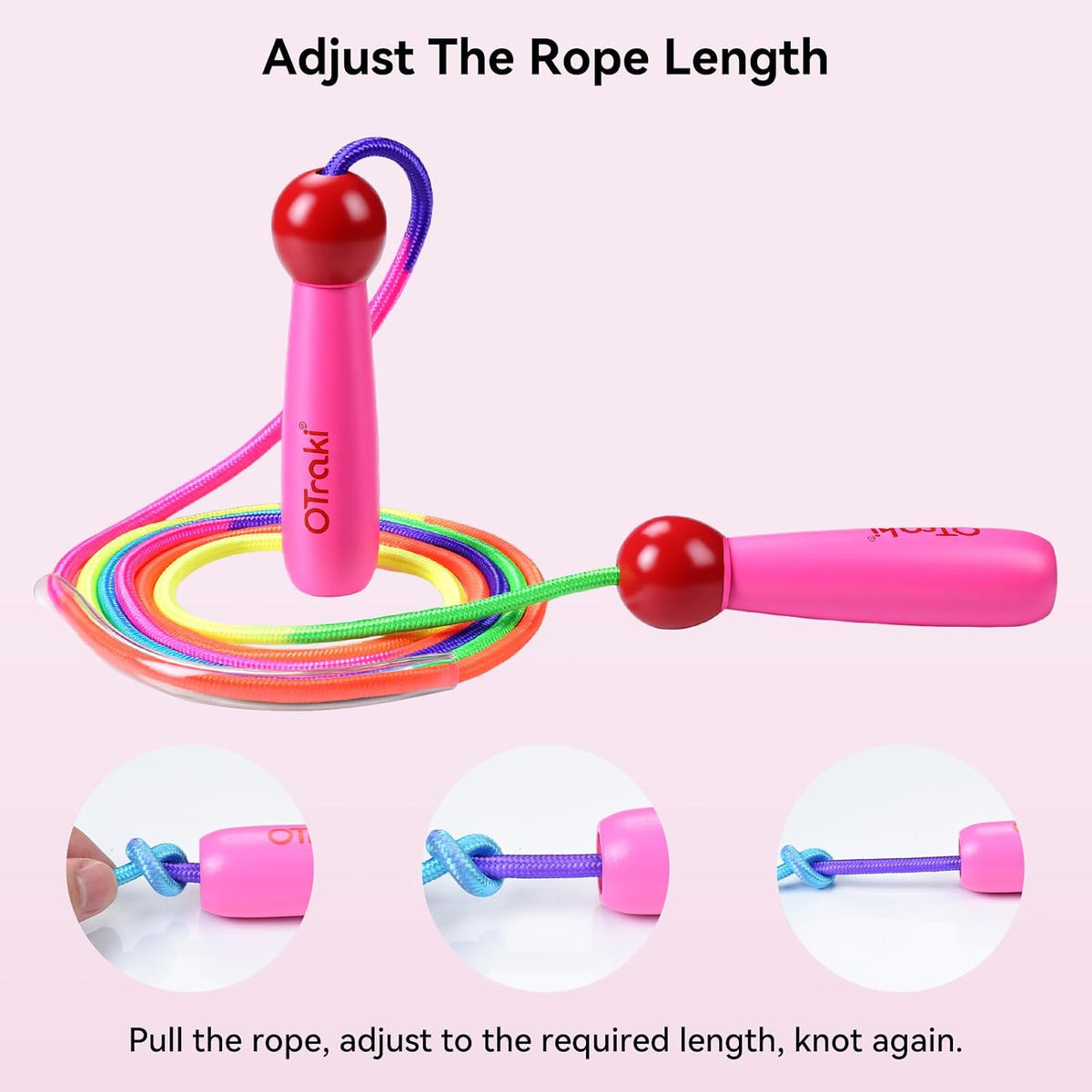 8.2ft Adjustable Skipping Jump Rope with Wooden Handle