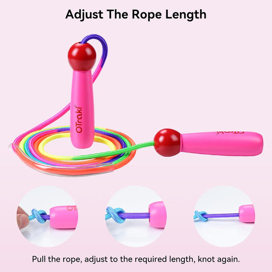 8.2ft Adjustable Skipping Jump Rope with Wooden Handle