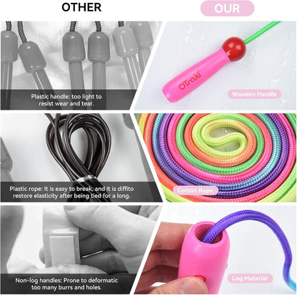 8.2ft Adjustable Skipping Jump Rope with Wooden Handle