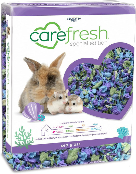 Carefresh 99% Dust-Free Sea Glass Natural Paper Small Pet Bedding, with Superior 10 Day Odor Control & Absorption, for Guinea Pigs, Hamsters, Rabbits, & Rats, 50 L